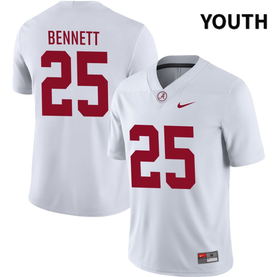 Alabama Crimson Tide Youth Jonathan Bennett #25 NIL White 2022 NCAA Authentic Stitched College Football Jersey UB16C73RG